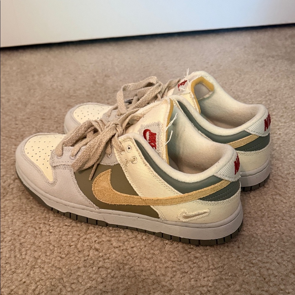 Nike Men's Sneakers in Cream, Tan, and Green
